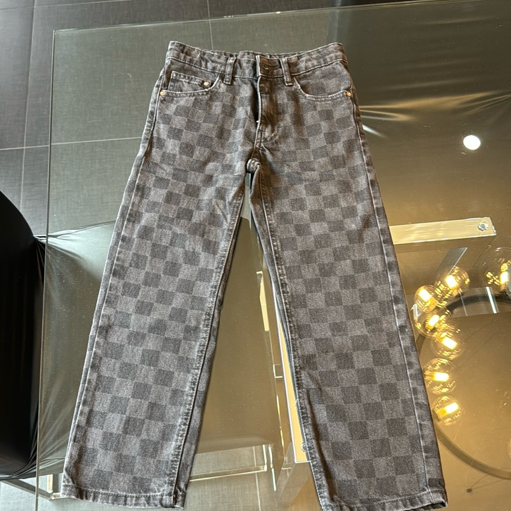 Zara Kids CHECKERED STRAIGHT JEANS Size 8 years